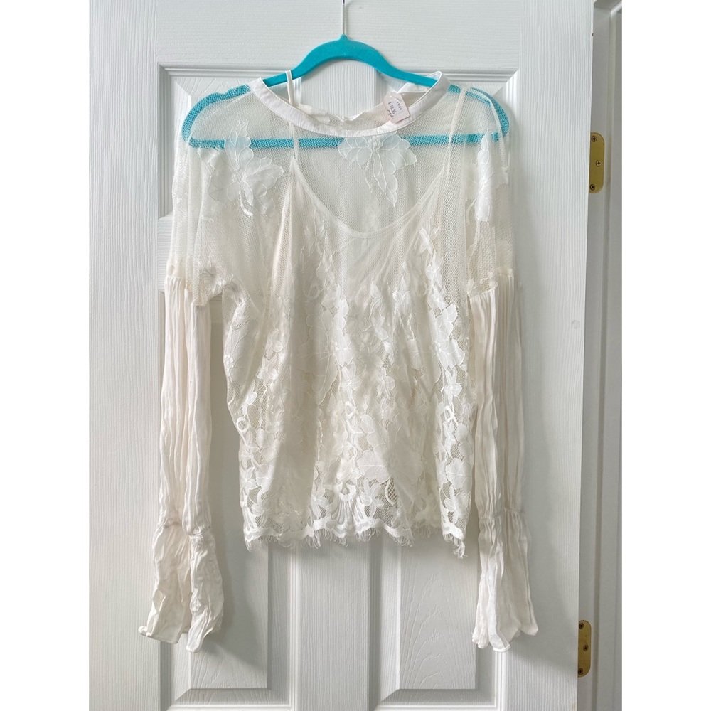 South Moon Under Lace Sheer Long Sleeve Blouse